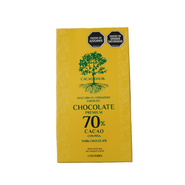 Barra de chocolate 70% Cacao con piña Dalik