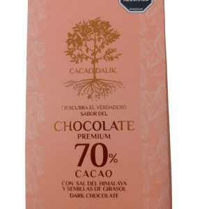 Barra de Chocolate Dalik 70% Cacao con Semillas de Girasol y Sal del Himalaya
